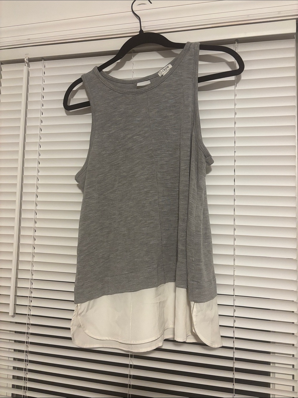 J. Crew Grey Layered Tank with White Hem